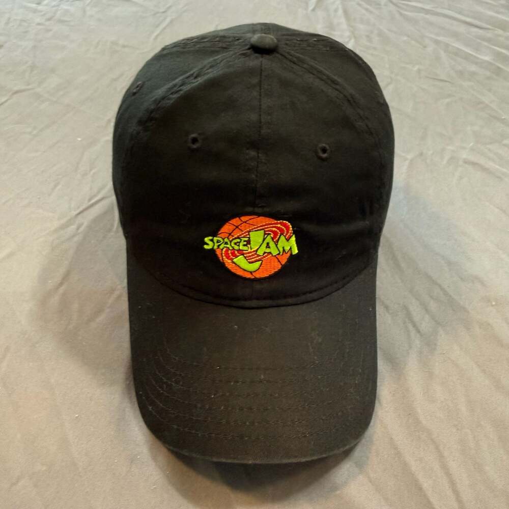 Space Jam Movie Embroidered Logo Black Adjustable Dad Hat Baseball Cap